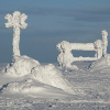 Frozen signs at the top of Yllas Finland